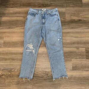 Paige High Rise Brigitte Jeans Womens 31 Light Wash Distressed Crop Denim